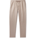 Club Monaco - Tapered Stretch Cotton and Linen-Blend Drawstring Trousers - Neutrals