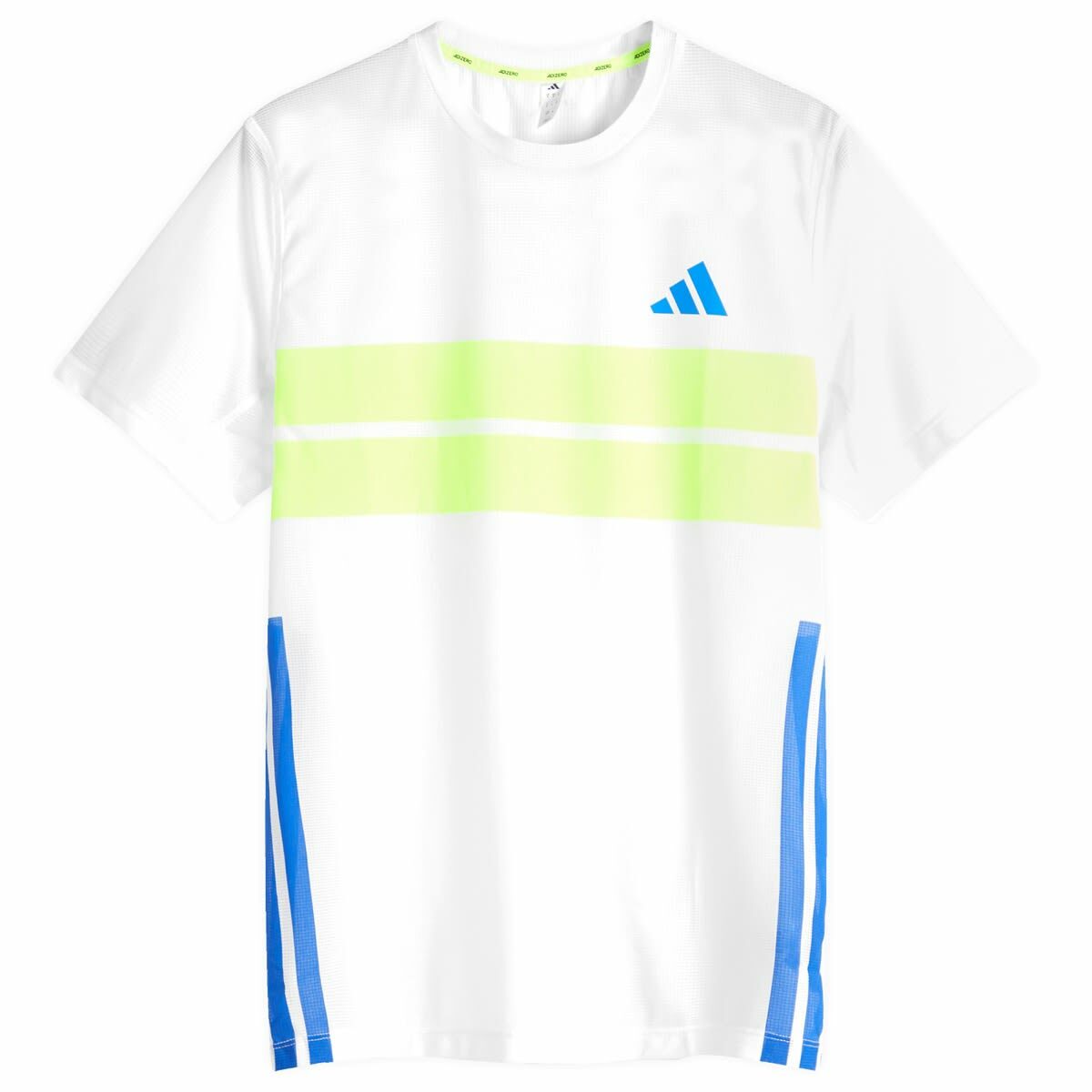 Adidas Running adidas Adizero Run T-Shirt in White/Lucid Lemon