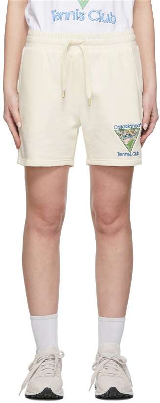Photo: Casablanca Off-White Embroidered Sweat Shorts