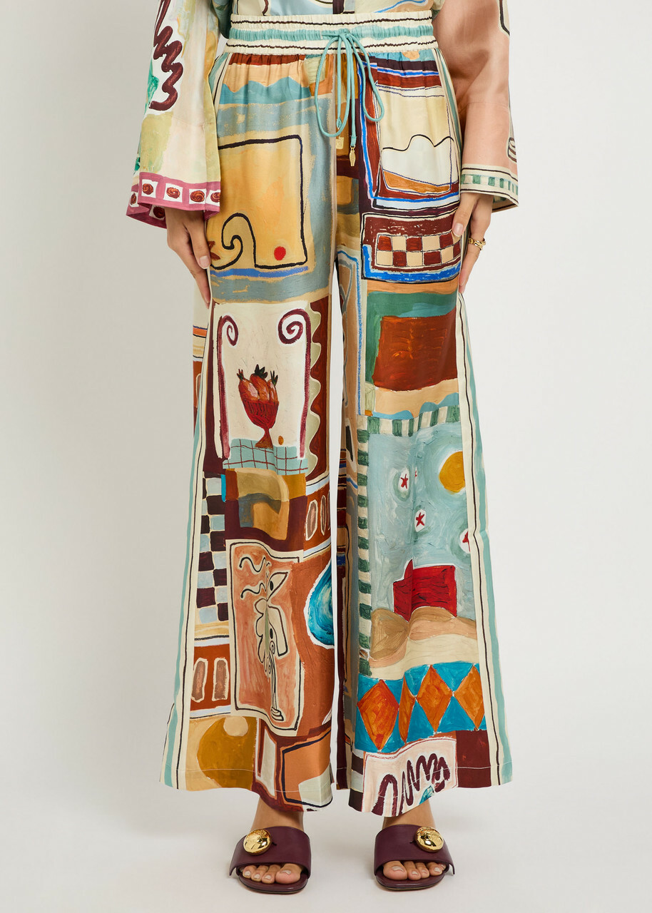 Alemais Michelle Printed Wide-leg Silk Trousers Multicoloured