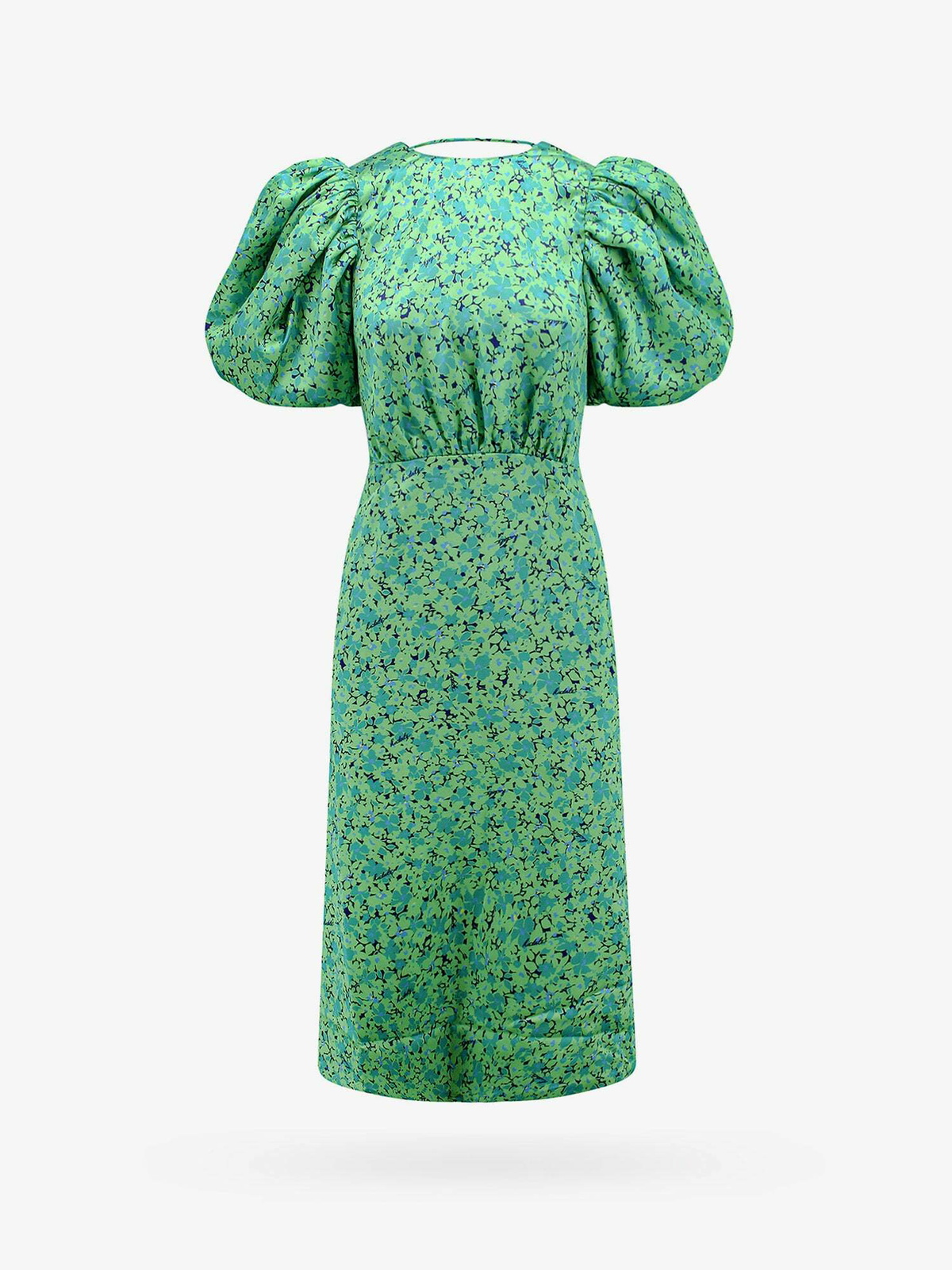 green emerald velvet dress Rent Noon Puff Sleeved Dress | Rotate Birger Christensen