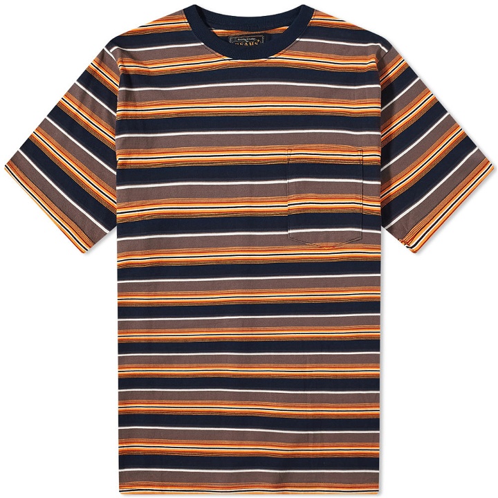 Photo: Beams Plus Men's Multi Stripe Pocket T-Shirt in Orange