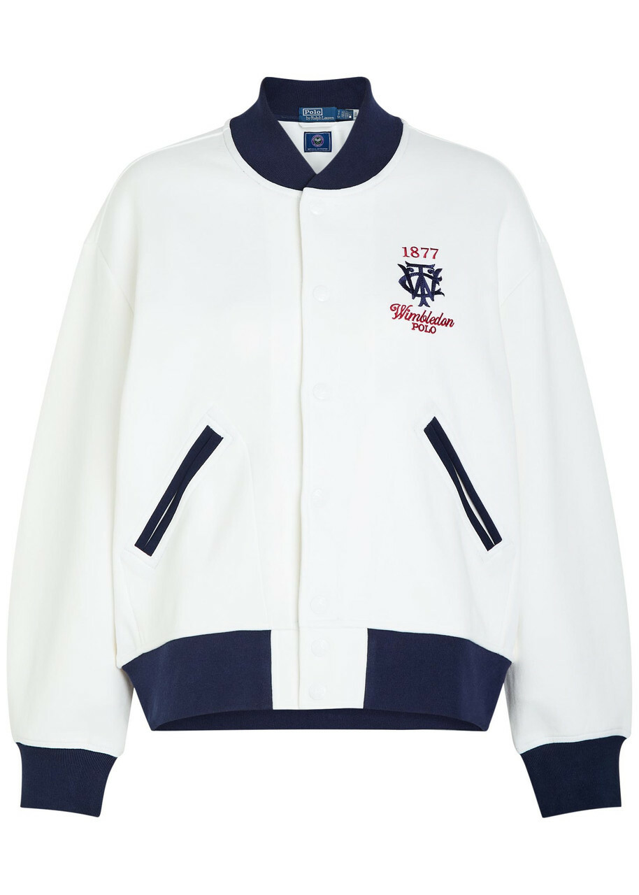 Polo Ralph Lauren Embroidered Cotton-blend Bomber Jacket White