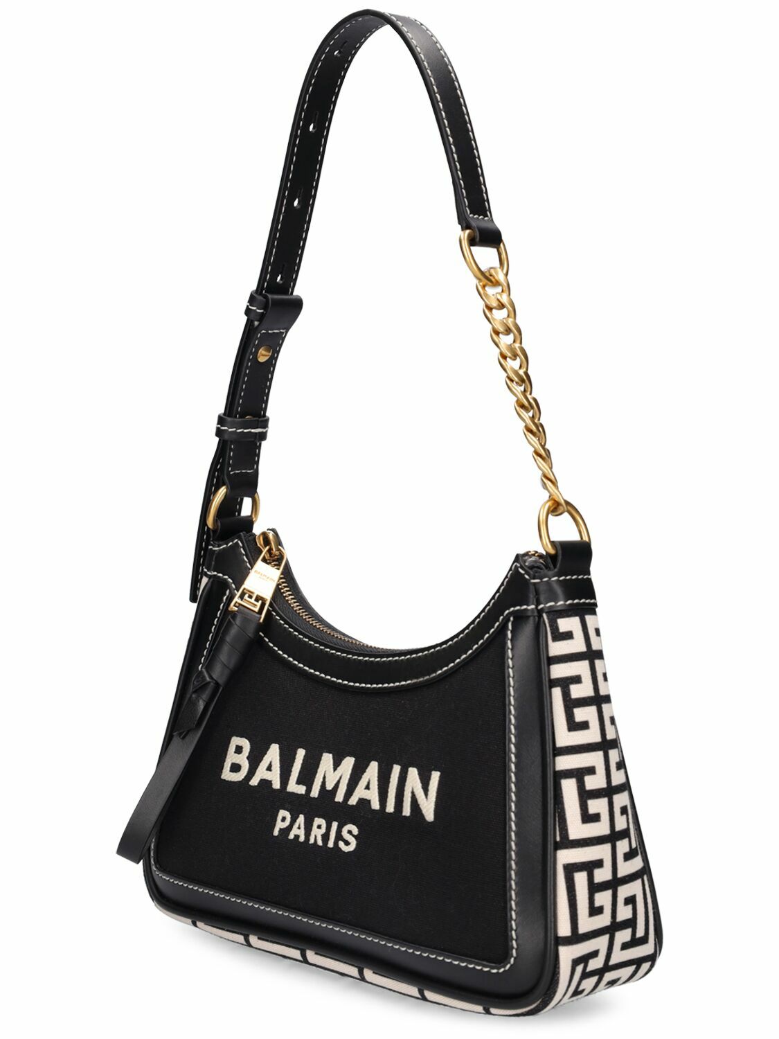 BALMAIN B-army Canvas & Leather Shoulder Bag Balmain