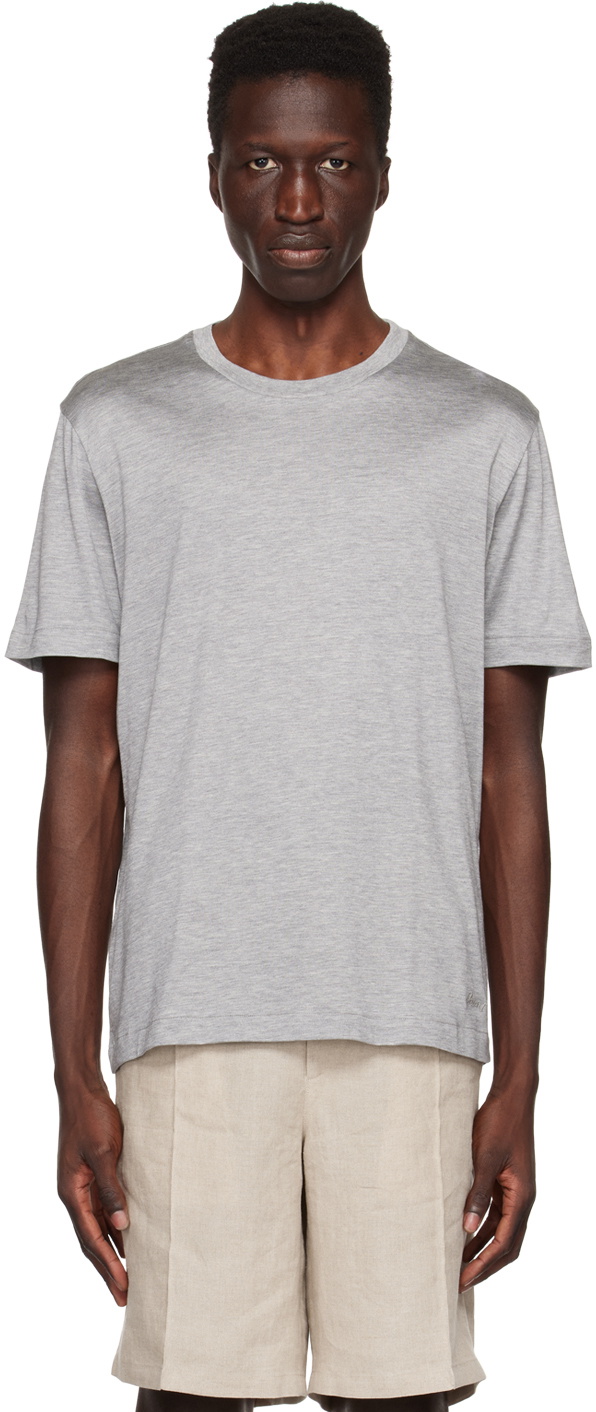 Brioni Gray Crewneck T-Shirt Brioni