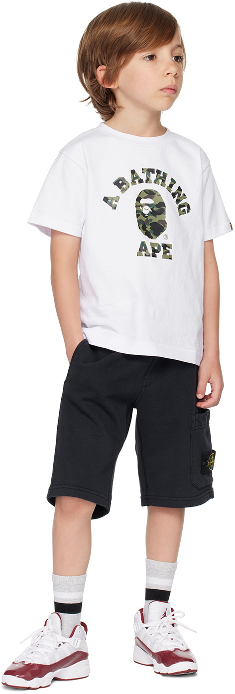 BAPE Kids White 1st Camo College T-Shirt A Bathing Ape