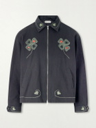 BODE - Lucky Draw Embroidered Cotton-Twill Blouson Jacket - Black