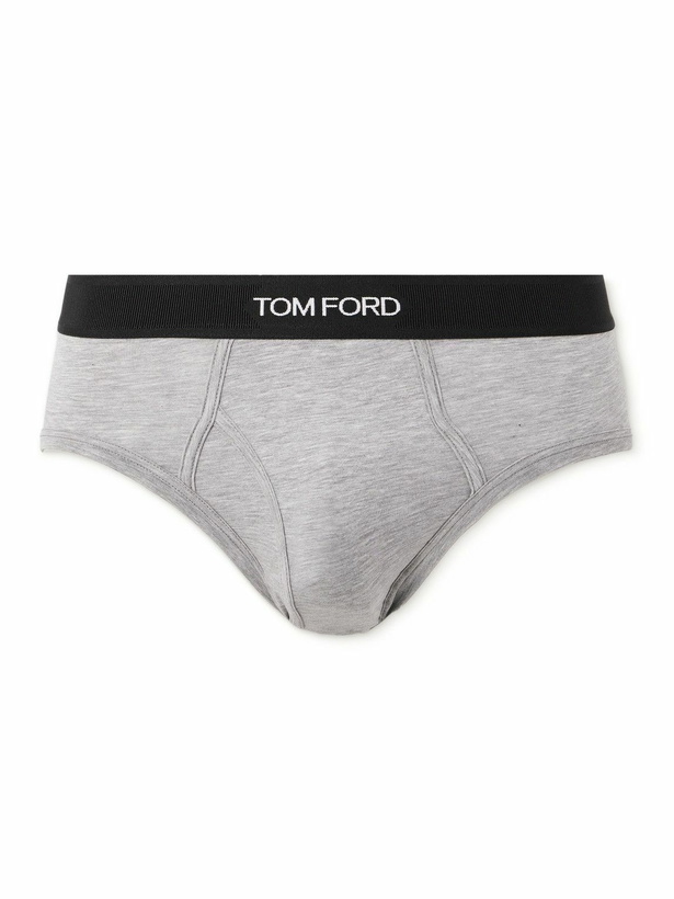 Photo: TOM FORD - Stretch-Cotton and Modal-Blend Briefs - Gray