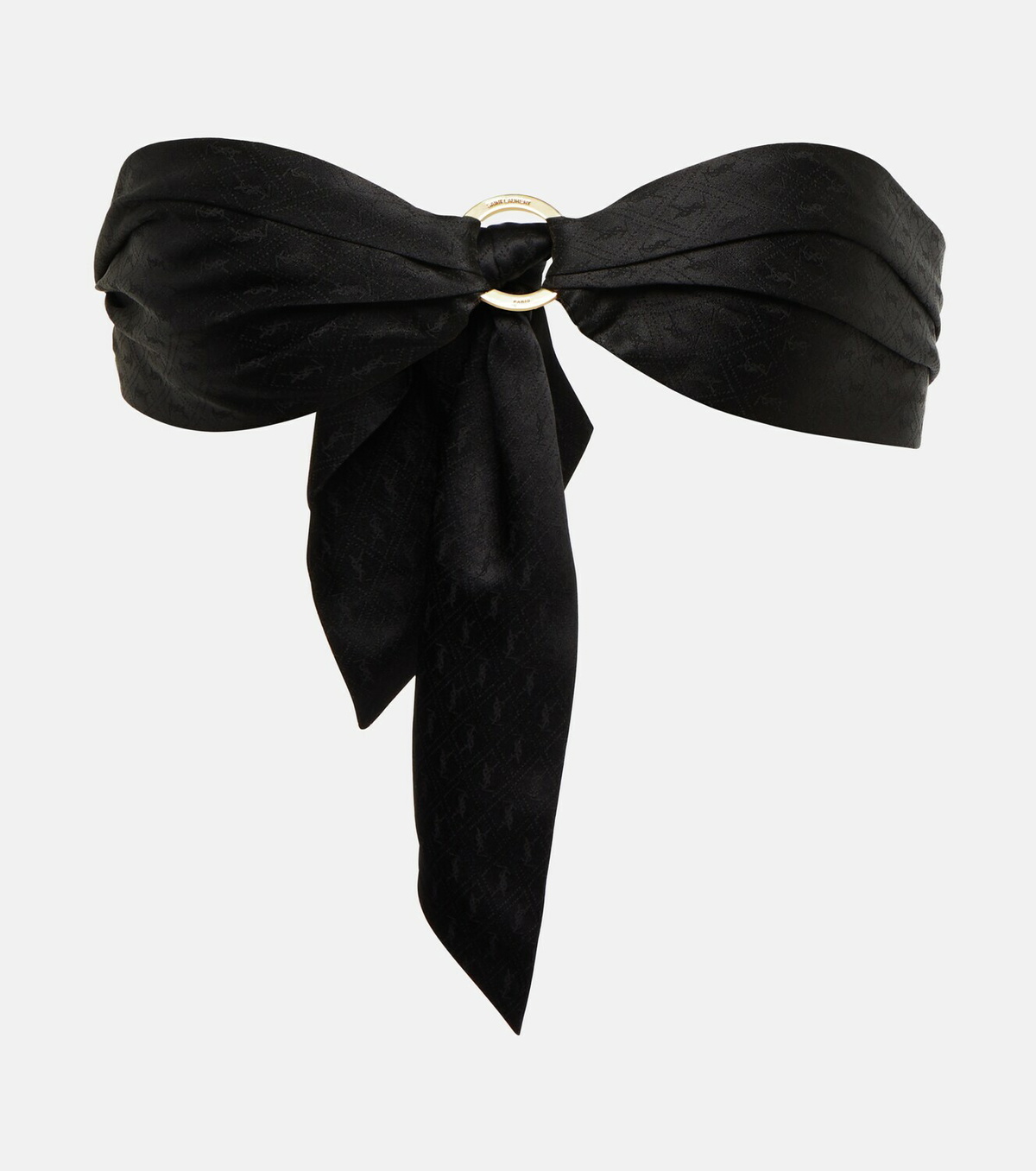 SAINT LAURENT Cassandre silk foulard イヤリング Cassandre striped cashmere and silk scarf in orange - Saint
