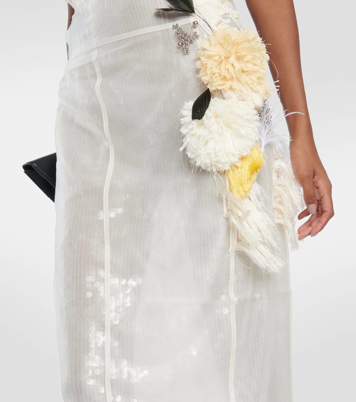 Xu Zhi Appliqué sequined silk midi dress