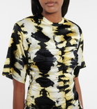 Ganni - Tie-dye ruched stretch-silk minidress