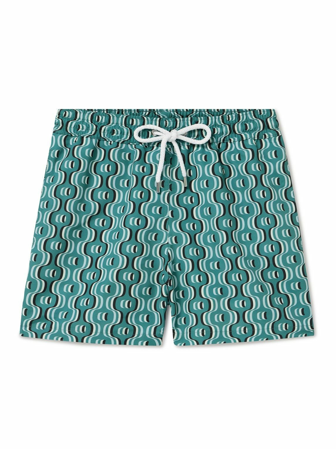 Photo: Frescobol Carioca - Straight-Leg Short-Length Printed Recycled Swim Shorts - Green