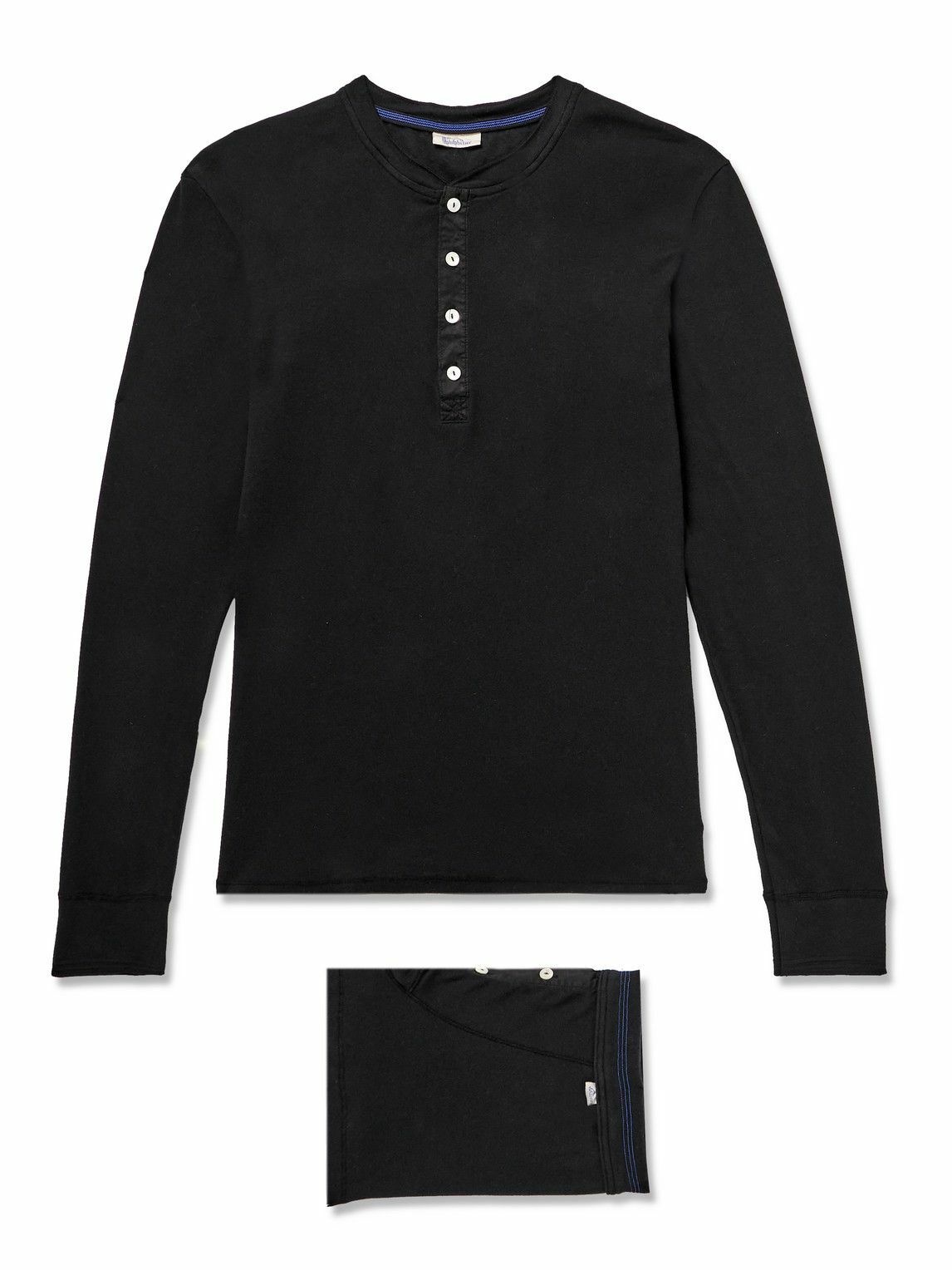 Photo: Schiesser - Karl Heinz Organic Cotton-Jersey Henley T-Shirt and Boxer Briefs Set - Black
