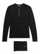 Schiesser - Karl Heinz Organic Cotton-Jersey Henley T-Shirt and Boxer Briefs Set - Black
