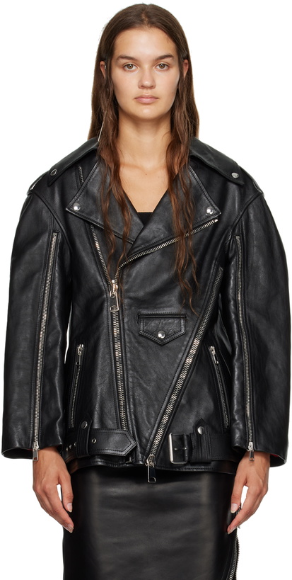 Photo: Alexander McQueen Black Zip Leather Jacket
