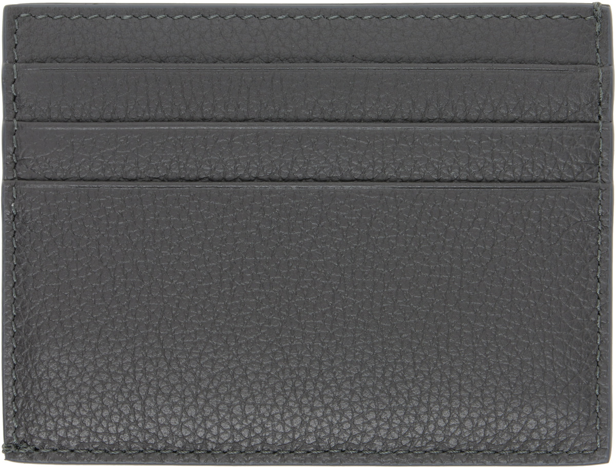 Thom Browne Gray Soft Pebble Grain Note Compartment Card Holder