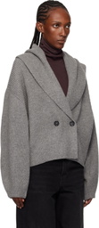 TOTEME Gray Shawl-Lapel Cardigan