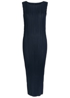 Pleats Please Issey Miyake Pleated Woven Midi Dress Navy