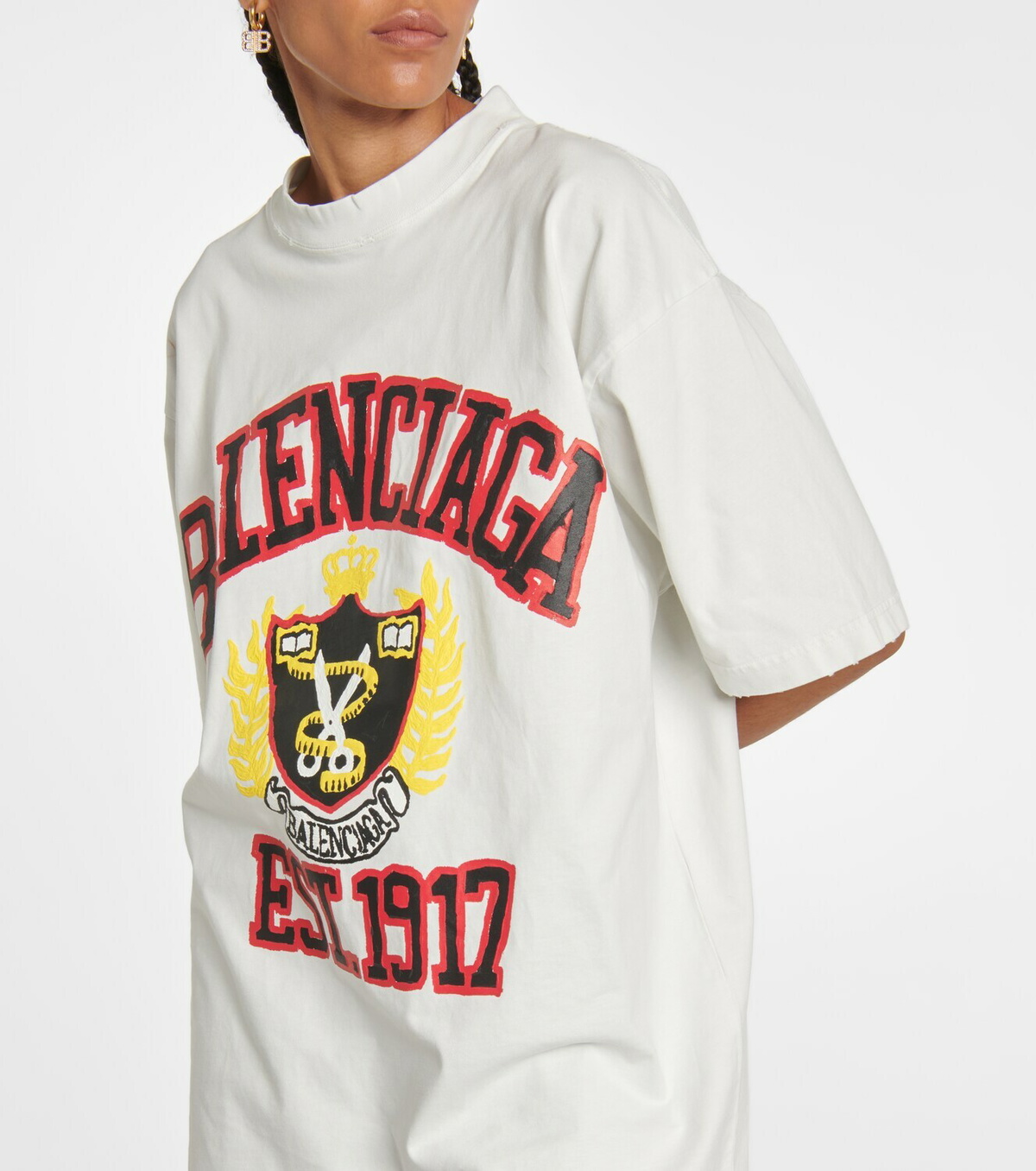 Balenciaga College Medium Fit T-Shirt Black/Red/White Men's