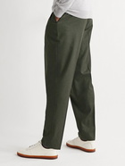 Richard James - Straight-Leg Wool-Flannel Drawstring Suit Trousers - Green