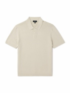 Theory - Slim-Fit Cable-Knit Cotton-Blend Polo Shirt - Neutrals