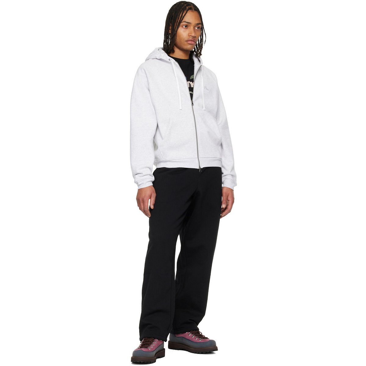 Dime Gray Cursive Small Logo Zip Hoodie
