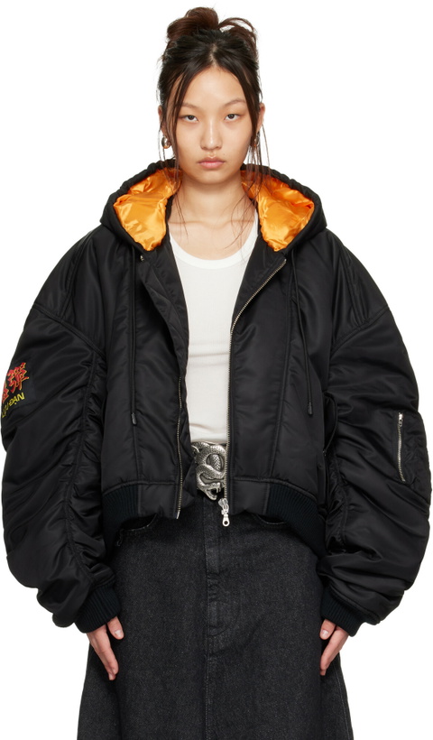 Photo: LU'U DAN Black Distorted MA1 Bomber Jacket