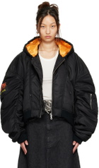 LU'U DAN Black Distorted MA1 Bomber Jacket