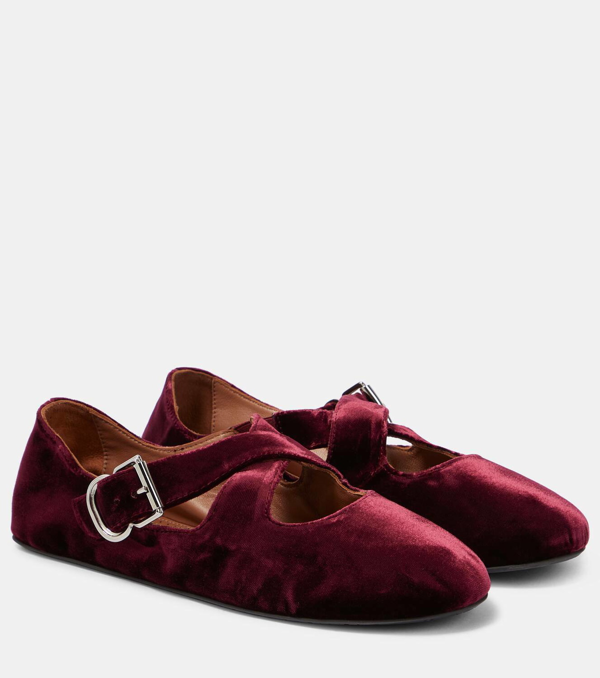 【ALAIA直営店】BALLERINES CRISS CROSS EN SUEDE CLOUTE Crisscrossed studded suede ballet flats in black - Alaia