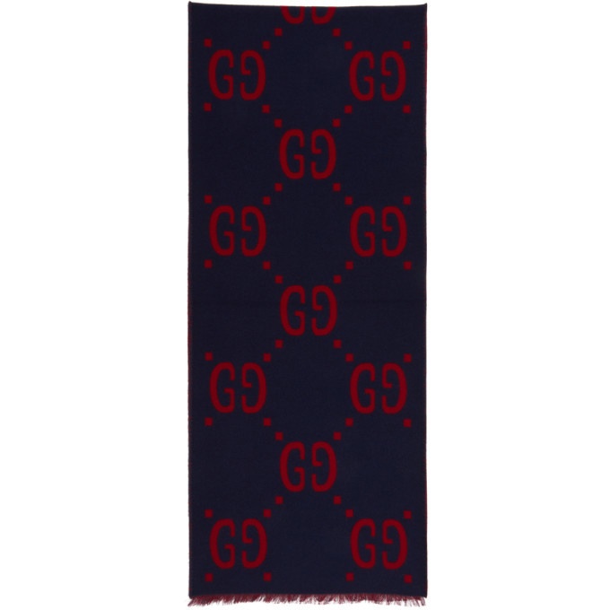 Photo: Gucci Blue and Red Gucci Signature Scarf