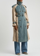 3.1 Phillip Lim Panelled Denim and Cotton Trench Coat Indigo