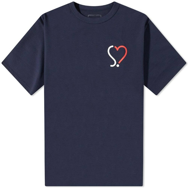 Photo: SOPHNET. Men's SOPHNET S Heart Logo T-Shirt in Navy