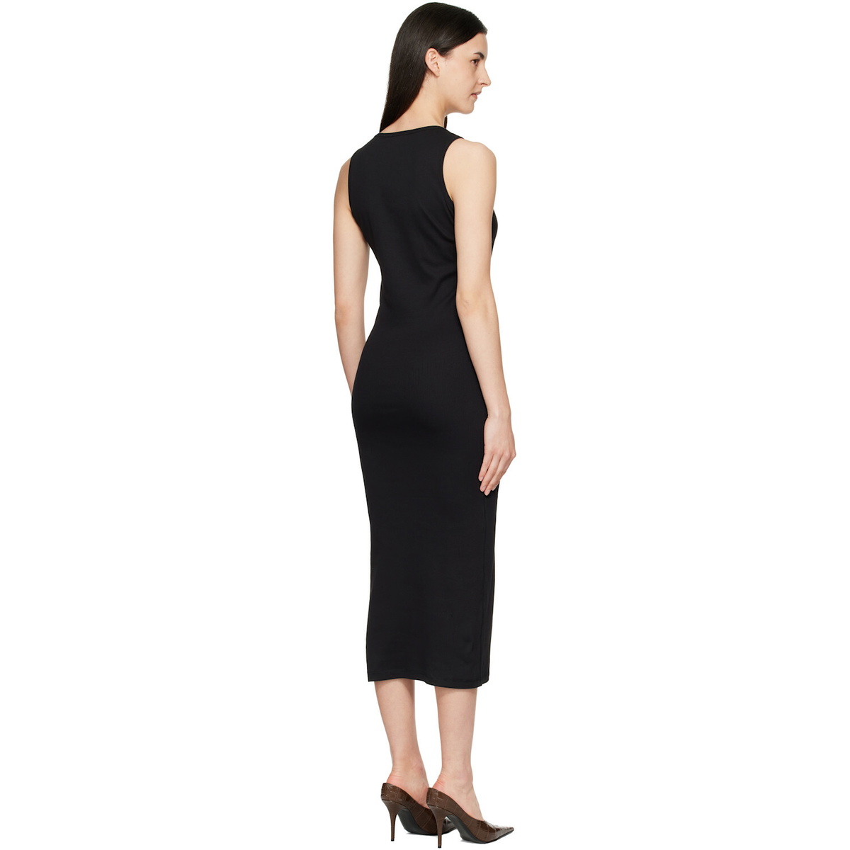 Burberry Black Lace-Up Midi Dress