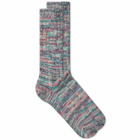 Anonymous Ism 5 Colour Mix Crew Sock in Pink