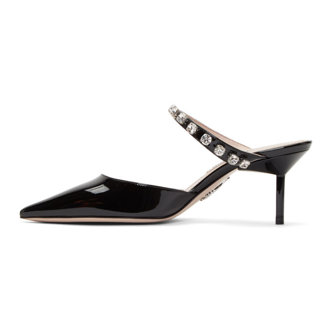 Miu Miu Black Crystal Mules Miu Miu