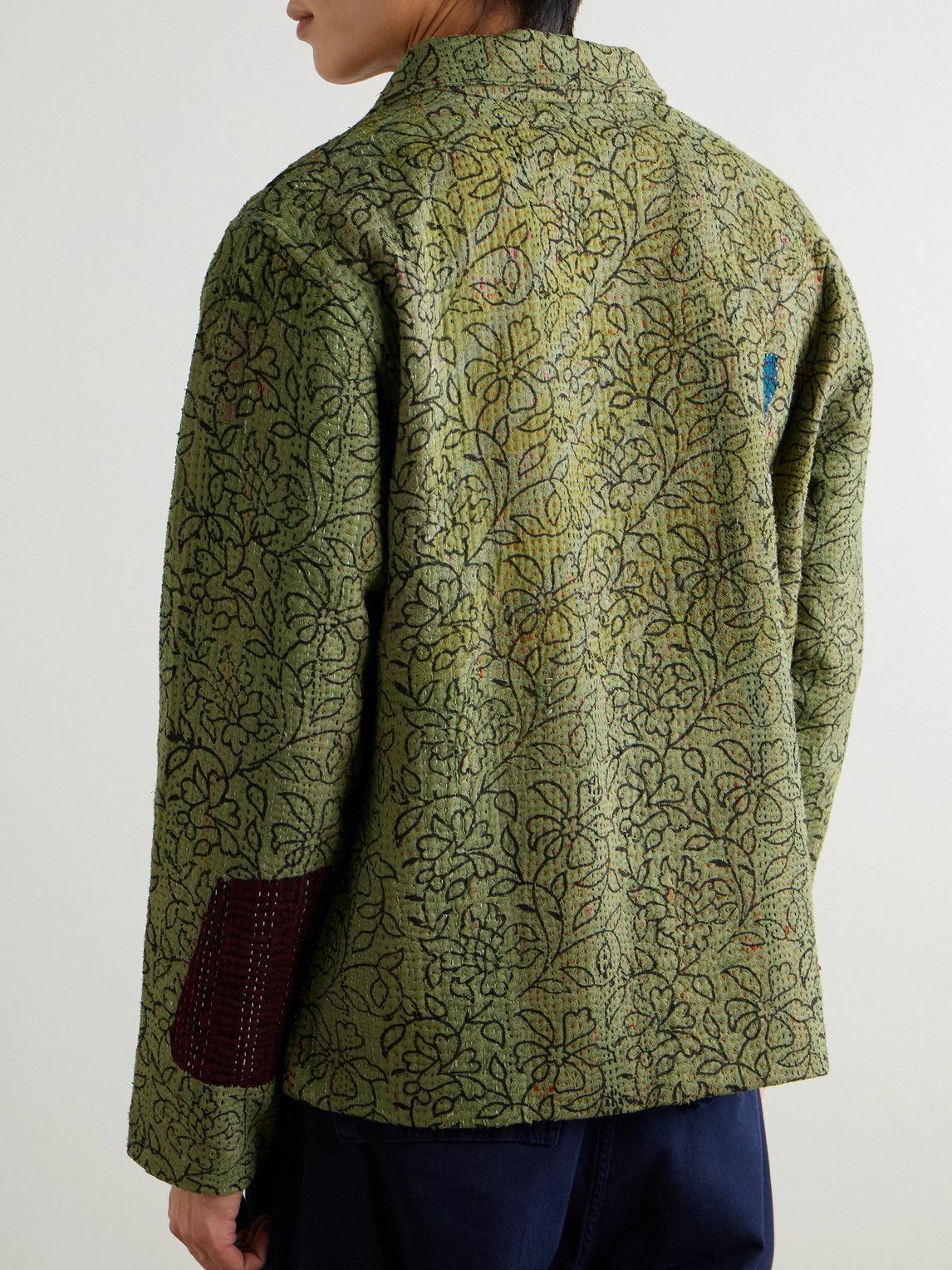 ジャケット・アウター Kartik Research Printed Cotton Jacket Kartik Research - Embroidered Printed Cotton Jacket - Green Kartik