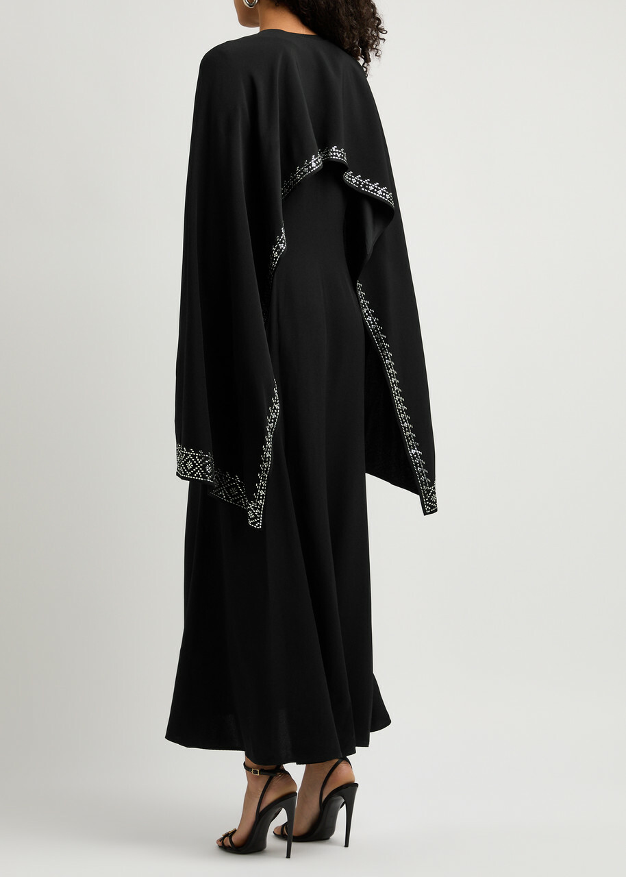 Rabanne Embellished Cape-effect Crepe Maxi Dress Black