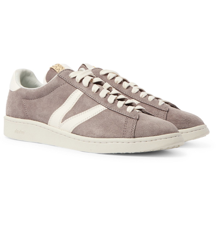 Photo: visvim - Corda-Folk Leather-Trimmed Suede Sneakers - Gray