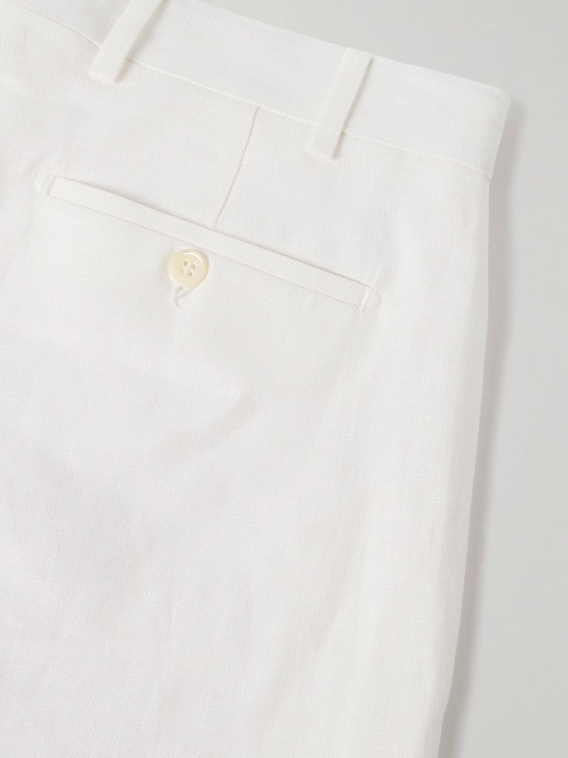Anderson & Sheppard - Straight-Leg Garment-Dyed Linen Shorts - White
