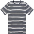 Albam Men's Fine Stripe T-Shirt in Charcoal/Off-White