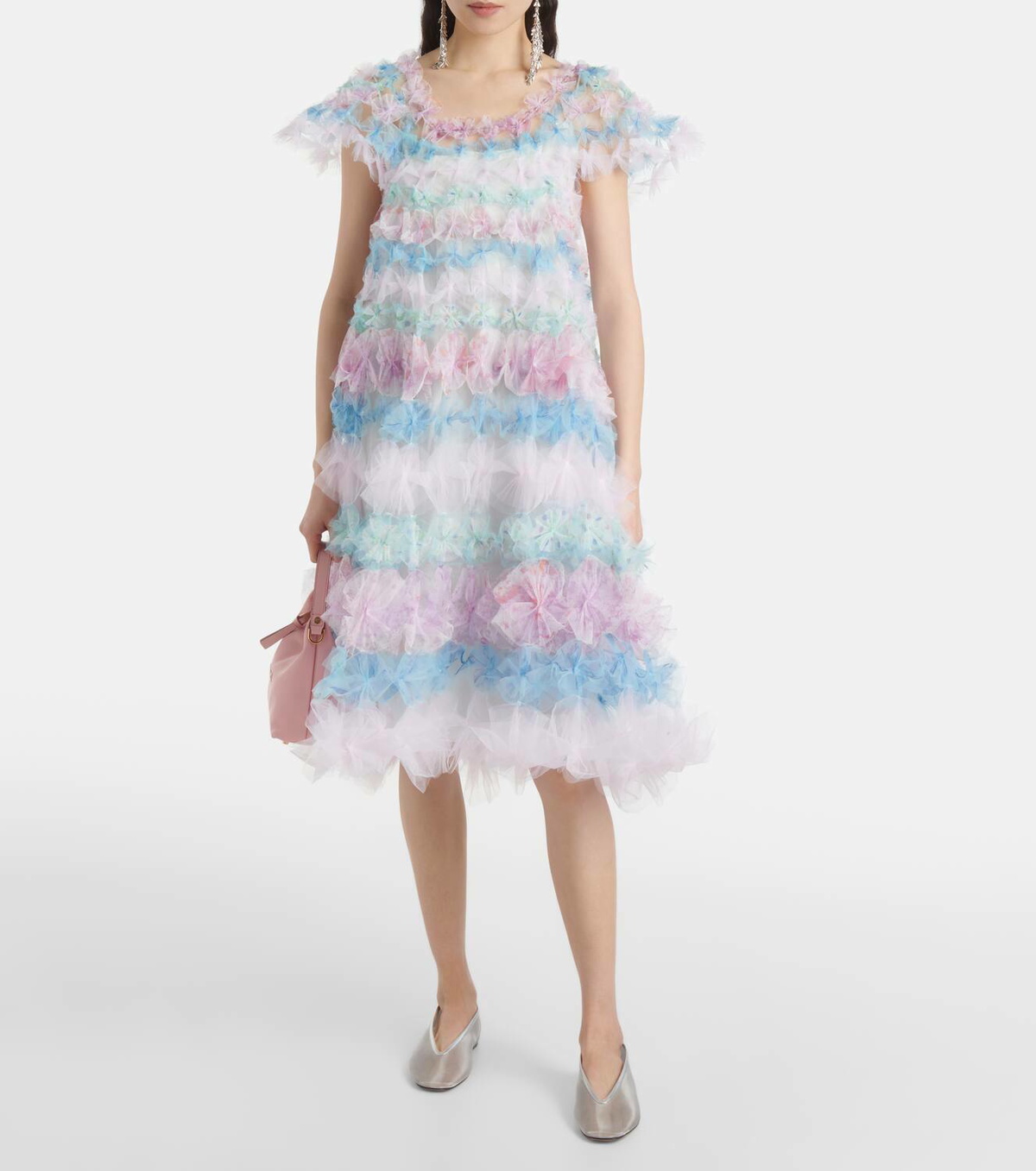 Susan Fang Air-Flower floral tulle midi dress