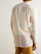 SMR Days - Tulum Grandad-Collar Fil-Coupé Cotton Shirt - White