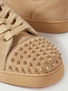 Christian Louboutin - Louis Junior Spiked Suede Sneakers - Neutrals