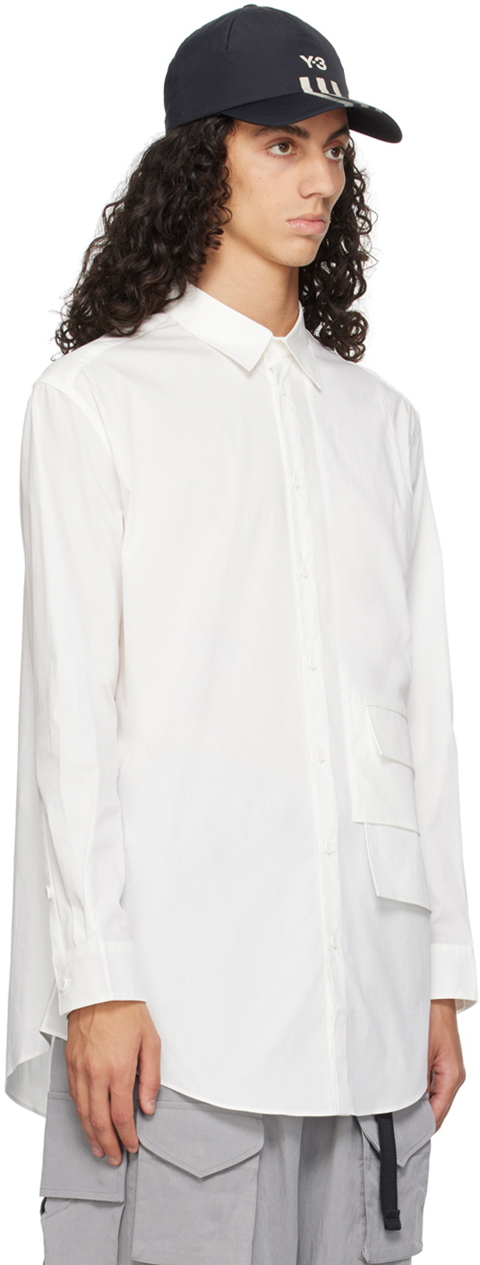 トップス Y-3 Flap Pocket Oversized Shirt 23F/W Y-3 White Flap Pocket Shirt Y-3