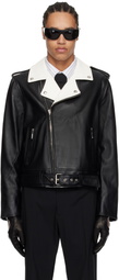 Ernest W. Baker Black & White Perfecto Leather Jacket