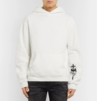 RtA - Appliquéd Fleece-Back Cotton-Jersey Hoodie - White