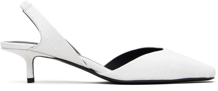 Photo: Loulou de Saison White Sully Ostrich-Effect Leather Slingback Heels