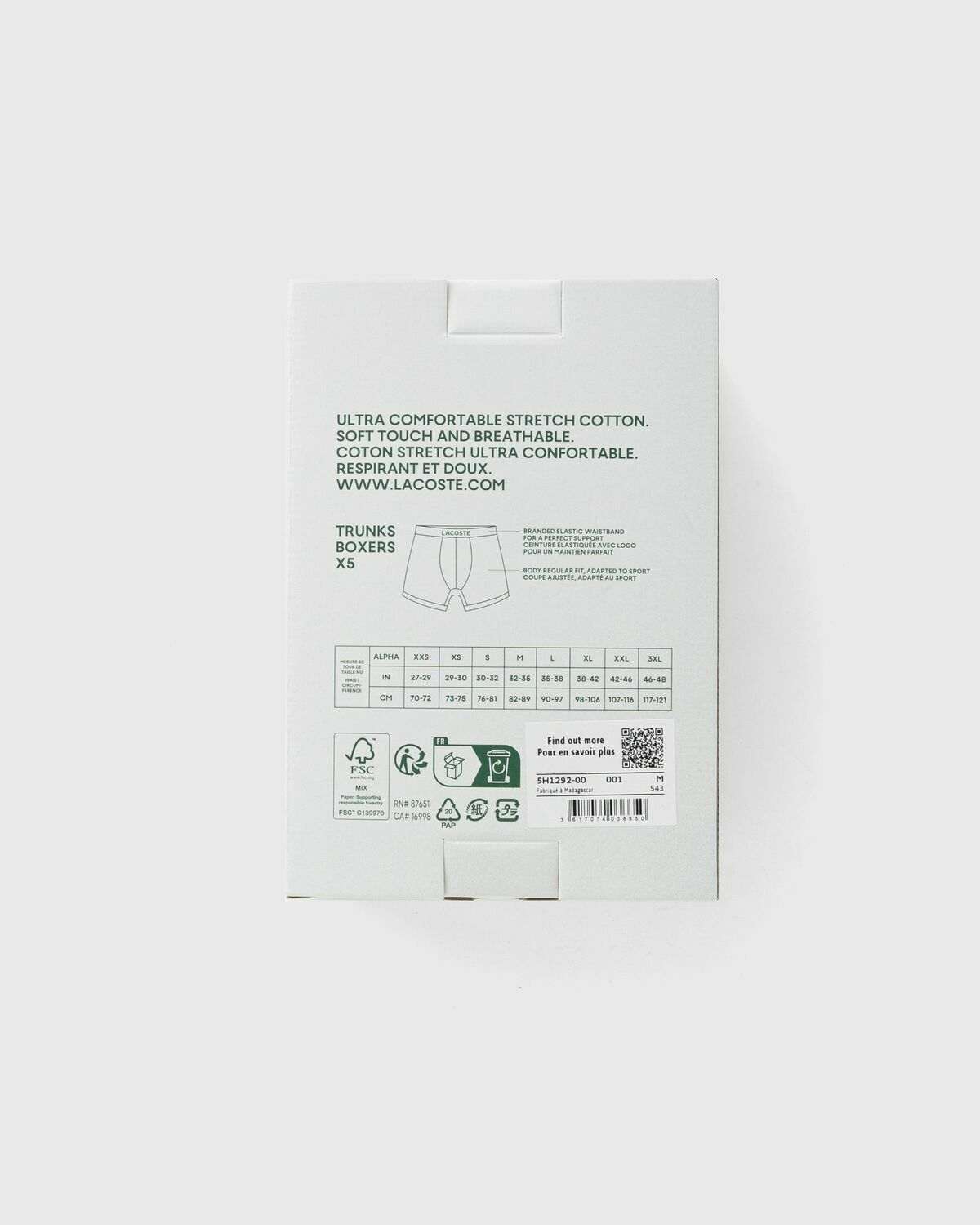 Lacoste UNDERWEAR TRUNK White Mens Boxers & Brief