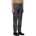 Loewe Blue Leather Patch Pocket Jeans