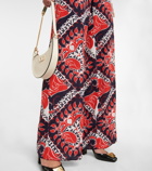 Valentino Printed crêpe de chine wide-leg pants